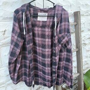 Garage purple hooded flannel